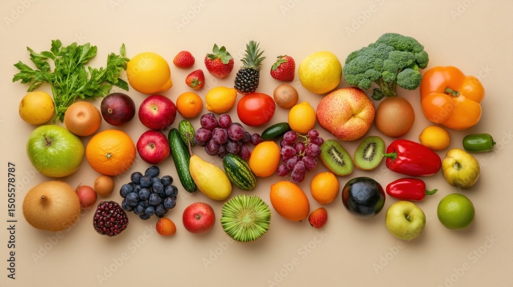 Assortment of fresh fruits and vegetables Assortment of fresh fruits and vegetables