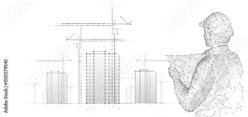 AI engineer and construction site. Building 3D Printing