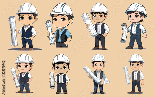 chibi professions bundle smart architect character set