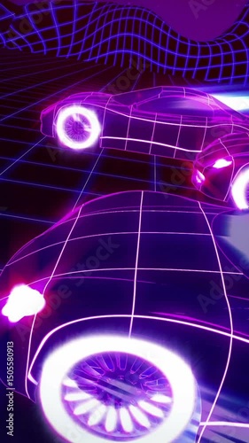 Car race retro futuristic seamless animation