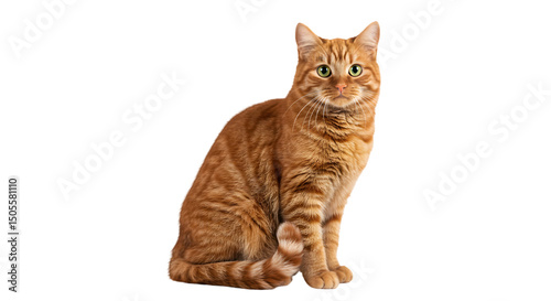 Orange Cat Isolated on Transparent Background Photo of Domestic Pet