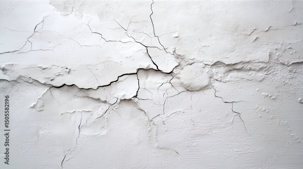 Obraz premium Soft bone white wall with subtle cracks and peeling paint showcasing textured surface that evokes sense of age and character with intricate patterns of cracks adding depth and interest
