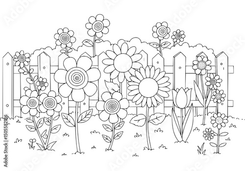floral design with vintage flowers leaves and butterflies. Coloring pages.