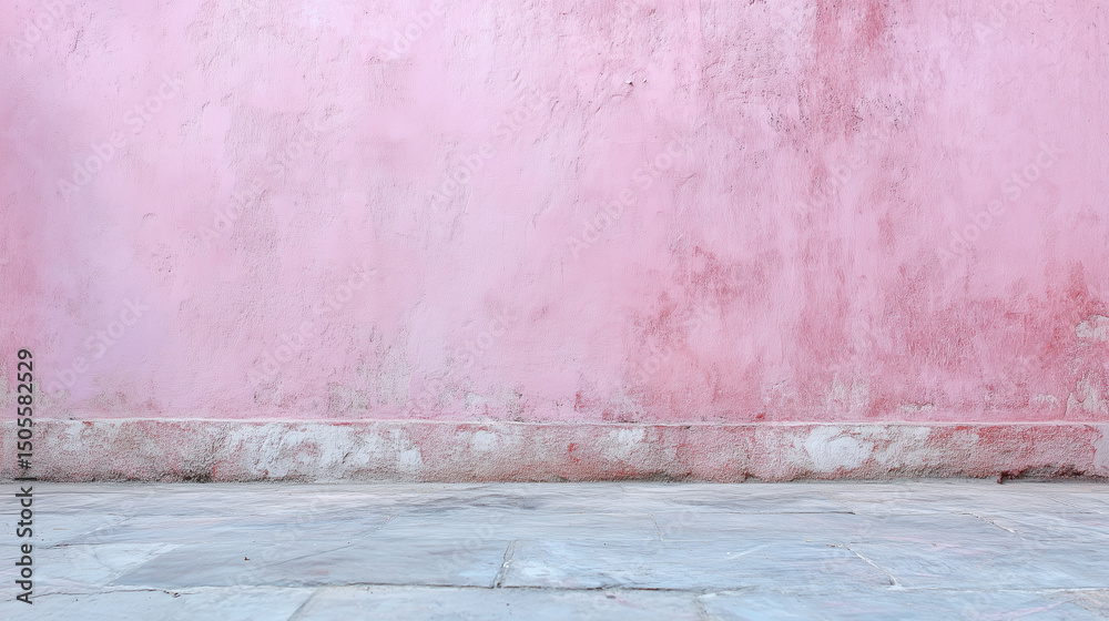 Fototapeta premium Soft pink pastel wall with flat surface creating serene and calming atmosphere, texture of wall adds depth making it perfect for various creative projects