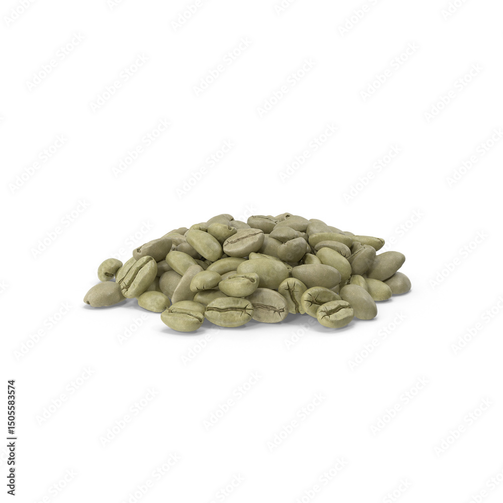 Pile of Raw Green Coffee Beans Isolated on Transparent Background Pile of Raw Green Coffee Beans Isolated on Transparent Background