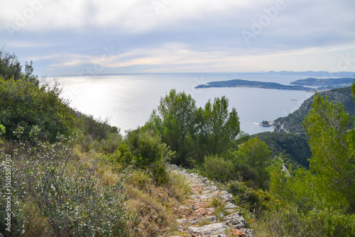 Panoramic view of the Mediterranean Sea and coast, South of France