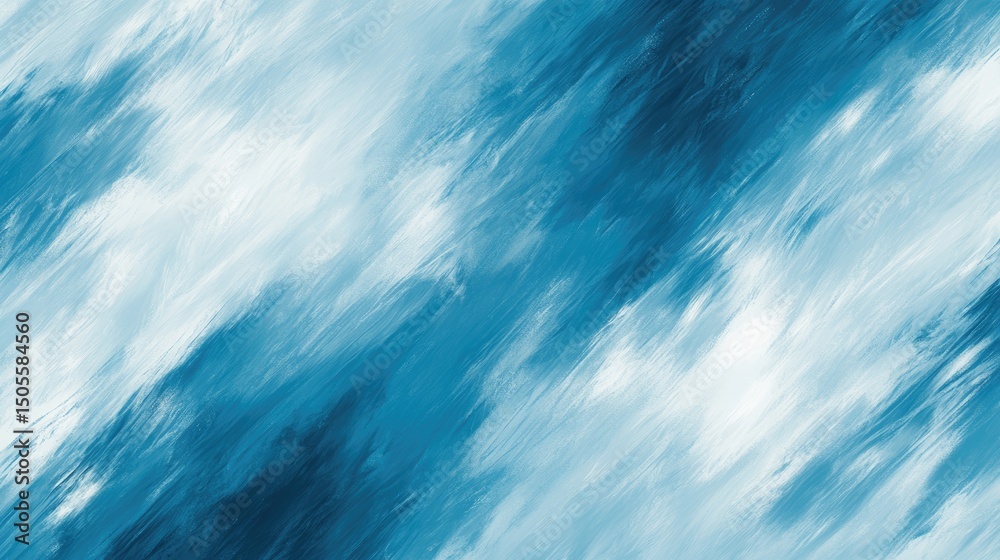 Fototapeta premium Abstract design with diagonal brush strokes of blue and white.