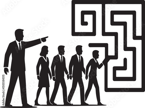 leader guiding team through maze