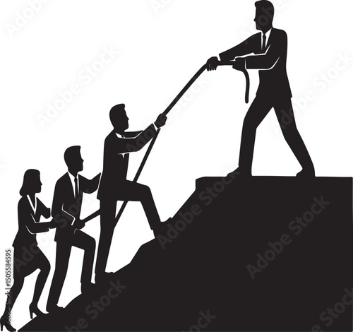 leader pulling team up with rope of trust
