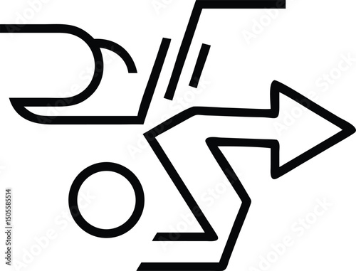Abstract black line art graphic silhouette with bold forms and transparency