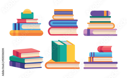 Vector illustrations stacks of books