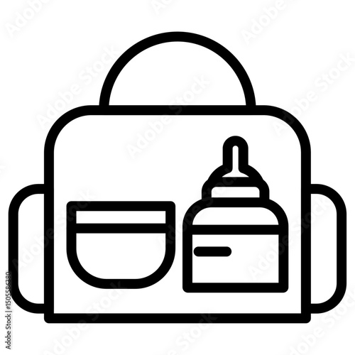 baby bag icon Black and white outline vector