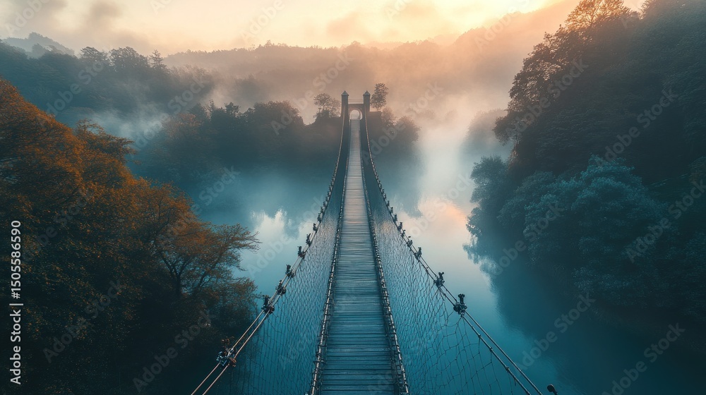 Fototapeta premium Misty path through landscape