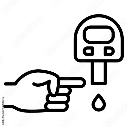Blood sugar test icon Black and white outline vector
