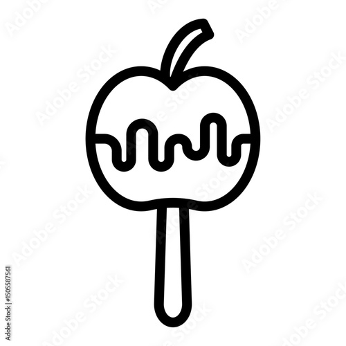 Caramelized apple icon Black and white outline vector