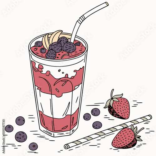 Realistic full-body smoothie vector illustration, perfect for healthy lifestyle, nutrition, and beverage-themed design projects in high-resolution digital format.