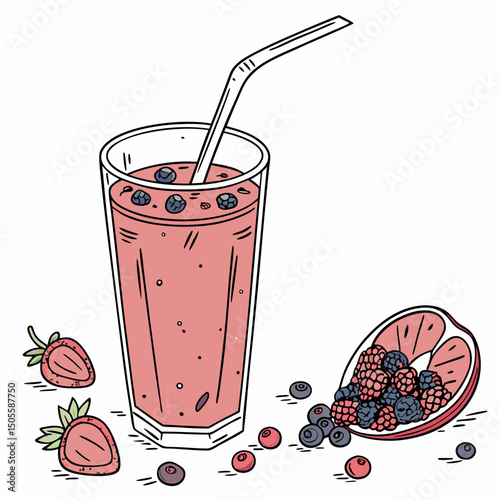 Realistic full-body smoothie vector illustration, perfect for healthy lifestyle, nutrition, and beverage-themed design projects in high-resolution digital format.