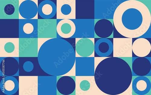 Abstract Blue Cyber monochrome scandinavian style pattern seamless background,Cyan Blue and river blue combination of grid background

