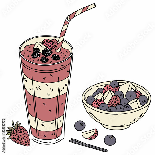 Realistic full-body smoothie vector illustration, perfect for healthy lifestyle, nutrition, and beverage-themed design projects in high-resolution digital format.