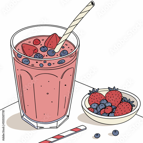 Realistic full-body smoothie vector illustration, perfect for healthy lifestyle, nutrition, and beverage-themed design projects in high-resolution digital format.