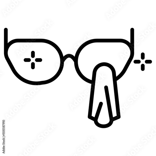 Cleaning eyeglasses icon Black and white outline vector