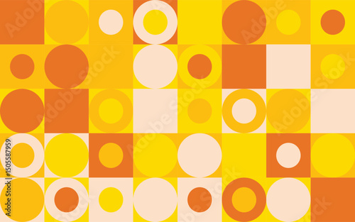 Abstract Bubble Scandinavian style pattern seamless background in honey lemon and orange colour palette of Summer flavour colour

