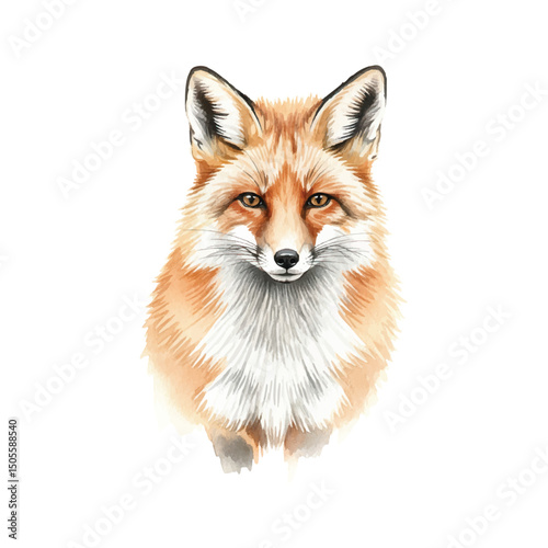 Fox Isolated on Transparent Background – Watercolour Illustration
