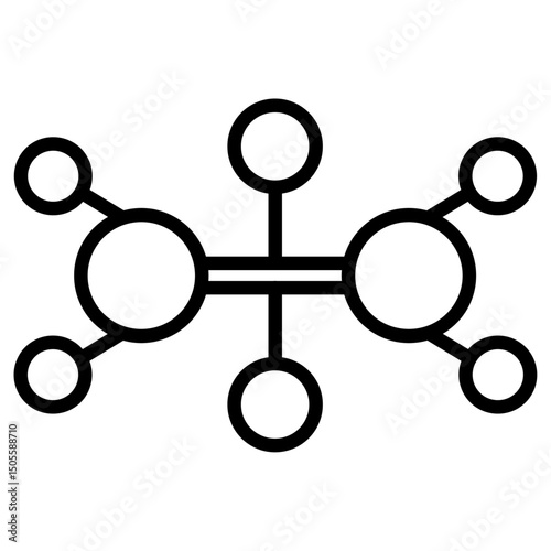 Ethylene molecule icon Black and white outline vector