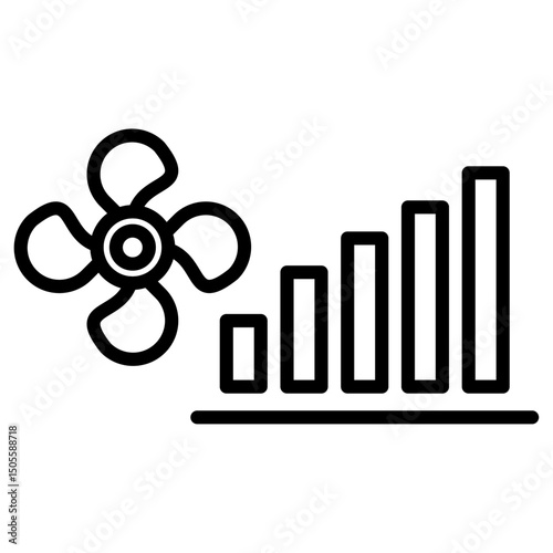 Fan power mode icon Black and white outline vector