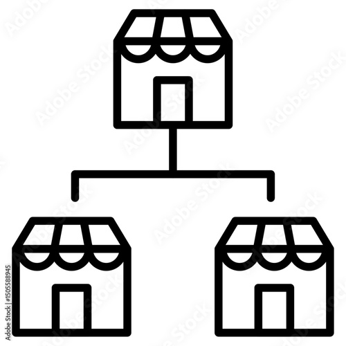 Franchise icon Black and white outline vector