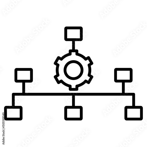 Hierarchical structure icon Black and white outline vector
