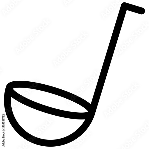 Kitchen ladle icon Black and white outline vector