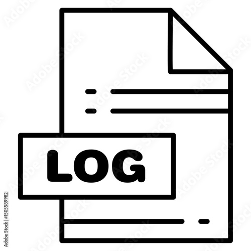 log file icon Black and white outline vector