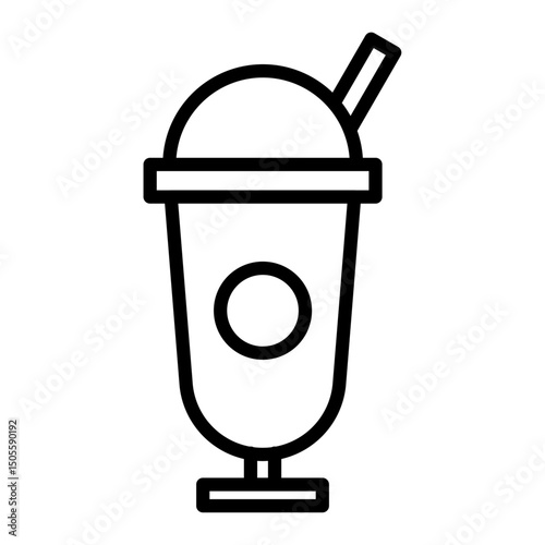 Milk shake icon Black and white outline vector