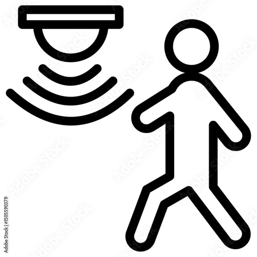 Motion sensor icon Black and white outline vector