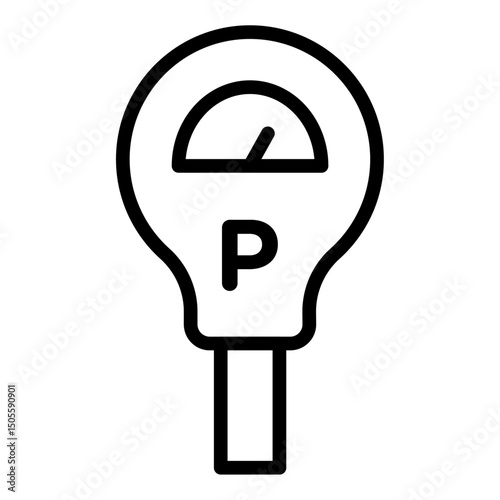 Parking meter icon Black and white outline vector