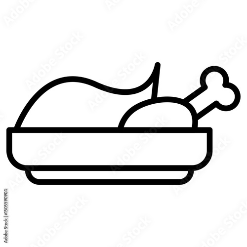 Peking duck food icon Black and white outline vector