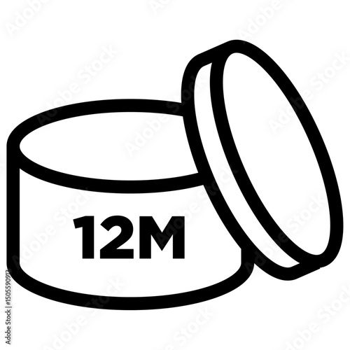Period after opening 12m Icon Black and white outline vector