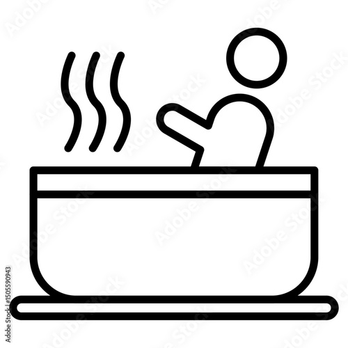 Person Bathing Icon Black and white outline vector