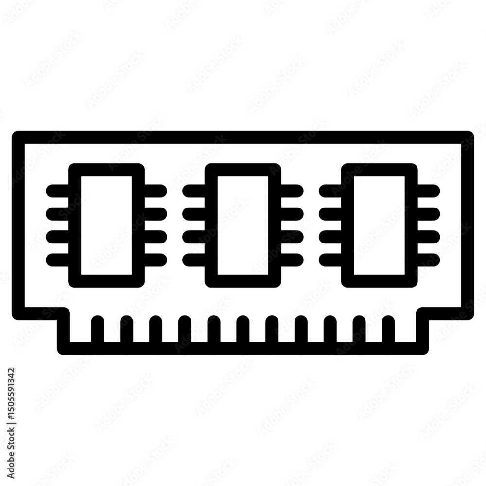 Obraz premium Ram memory icon Black and white outline vector