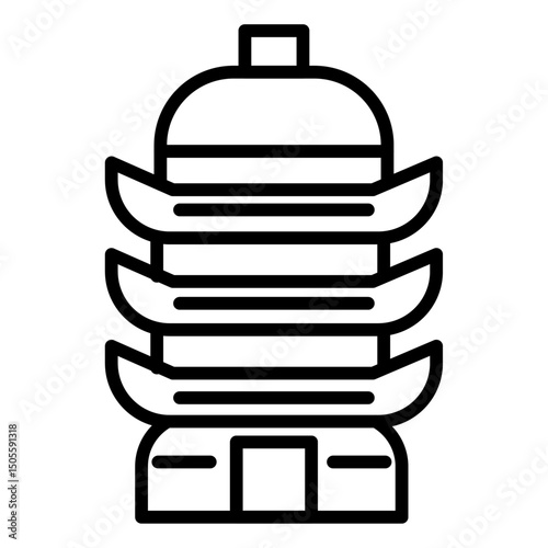 Porcelain Tower of Nanjing icon Black and white outline vector