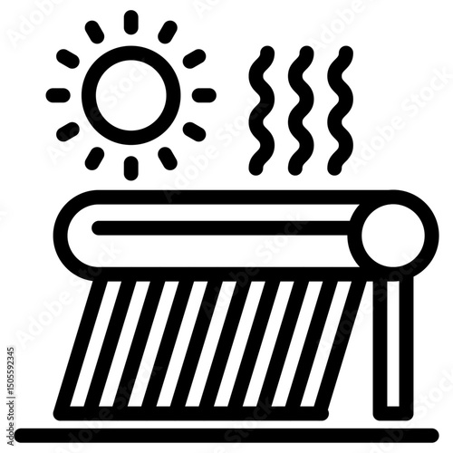 Solar Water Heater icon Black and white outline vector