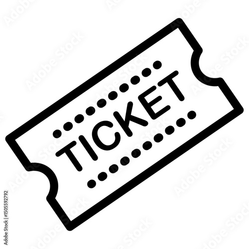 Ticket icon Black and white outline vector