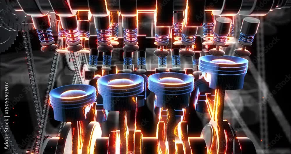 Detailed 3D Animation of Crankshaft and Pistons in a V8 Engine ...