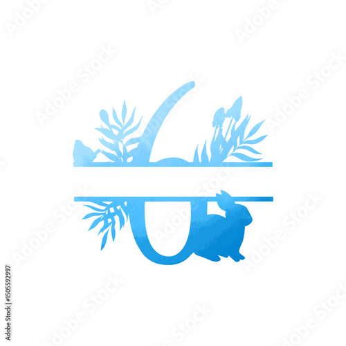 Easter, spring monogram. Number 6 on white background