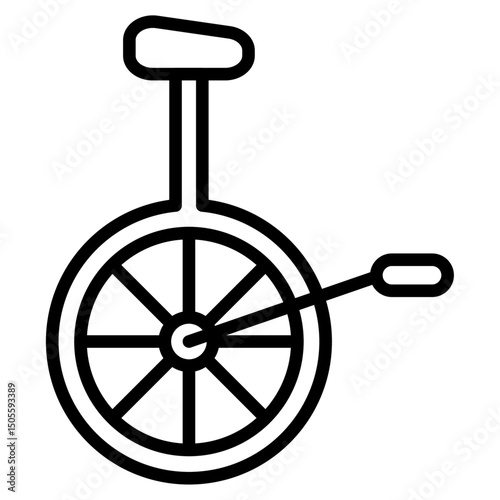 Unicycle icon Black and white outline vector