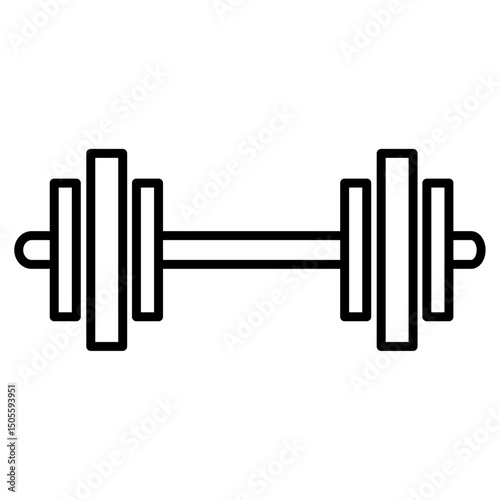 Weight barbell icon Black and white outline vector