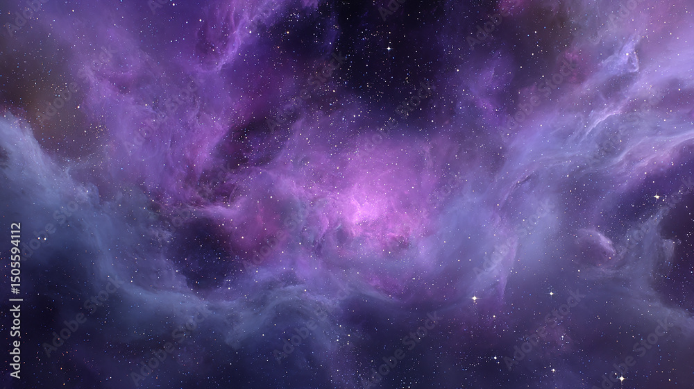 Fototapeta premium A vibrant purple nebula with countless stars creates a breathtaking cosmic scene of the vast universe and its infinite wonders