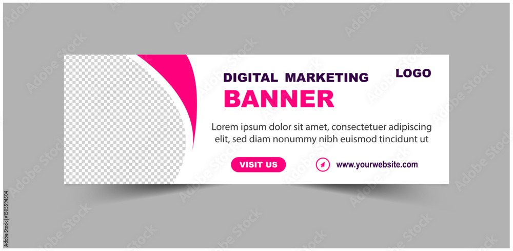 Fototapeta premium Social Media Cover Banner Design Template Pink Digital Marketing Banner For Business Corporate Vector Illustration