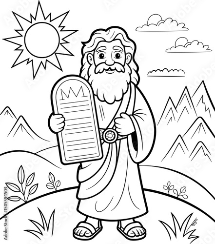 Moses receiving the ten commandments coloring page
